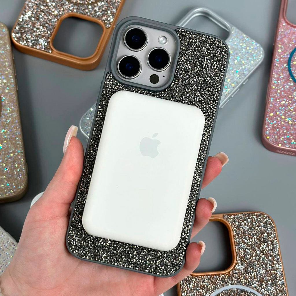 Чохол (накладка) Apple iPhone 13, Swarovski Diamonds, MagSafe, Синій - № 3 Чохол (накладка) Apple iPhone 13, Swarovski Diamonds, MagSafe, Синій - № 3