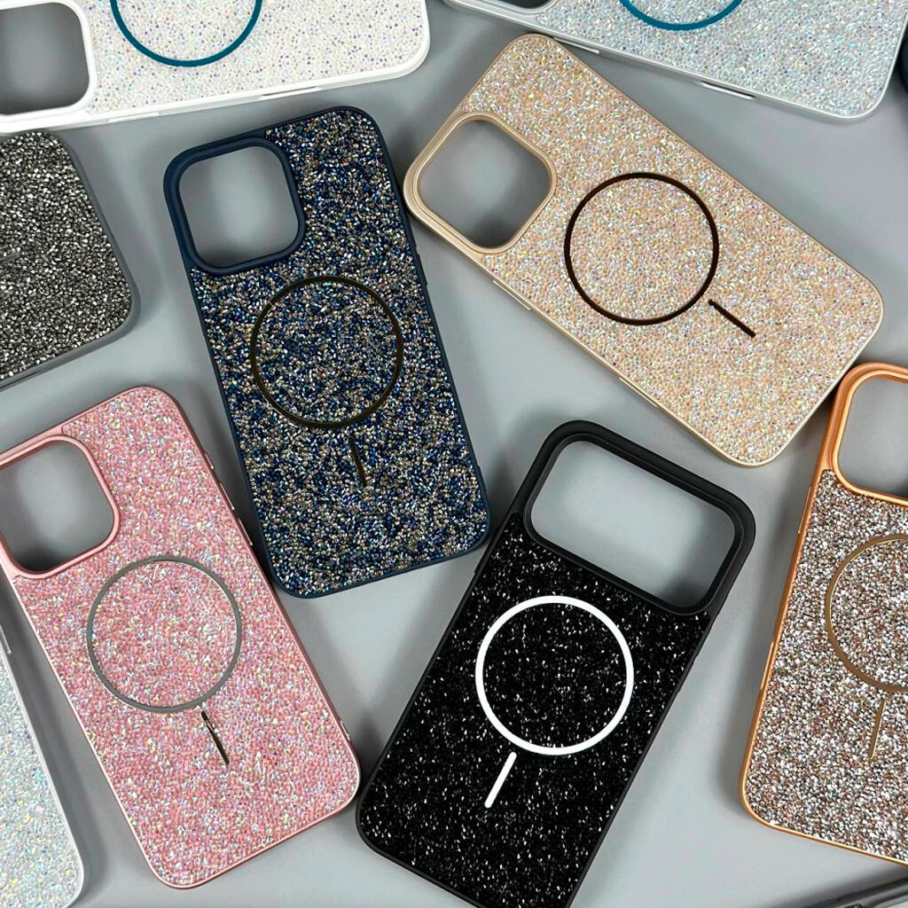Чохол (накладка) Apple iPhone 15 Pro, Swarovski Diamonds, MagSafe, Синій - № 7 Чохол (накладка) Apple iPhone 15 Pro, Swarovski Diamonds, MagSafe, Синій - № 7