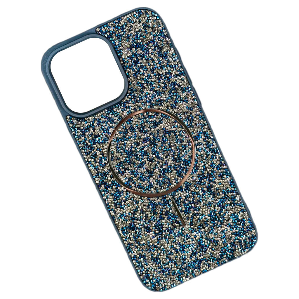 Чехол (накладка) Apple iPhone 16e, Swarovski Diamonds, MagSafe, Синий - № 1 Чехол (накладка) Apple iPhone 16e, Swarovski Diamonds, MagSafe, Синий - № 1