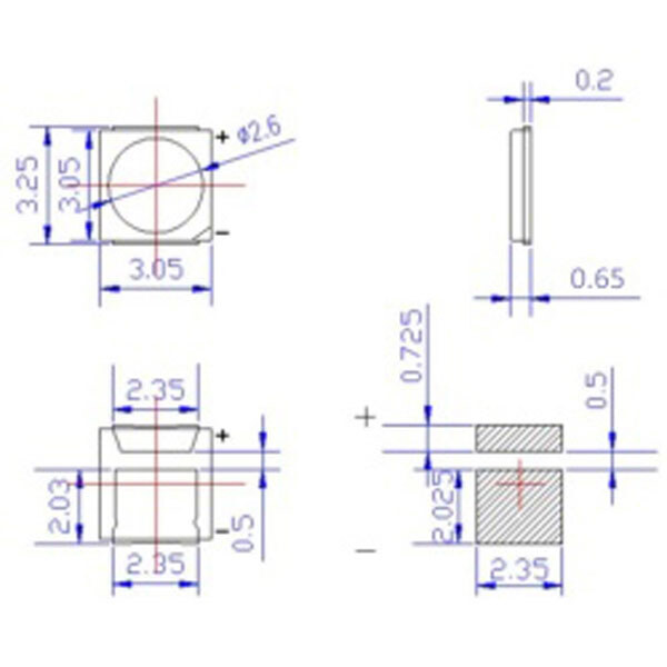 Світлодіод SMD 3030 Білий холодний 1W 3V 120-130lm 6000-6500K - № 2 Світлодіод SMD 3030 Білий холодний 1W 3V 120-130lm 6000-6500K - № 2