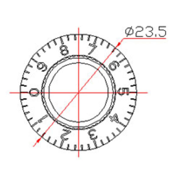 Ручка на ось 6мм C3 Черная со шкалой D=24мм H=15мм - № 2 Ручка на ось 6мм C3 Черная со шкалой D=24мм H=15мм - № 2