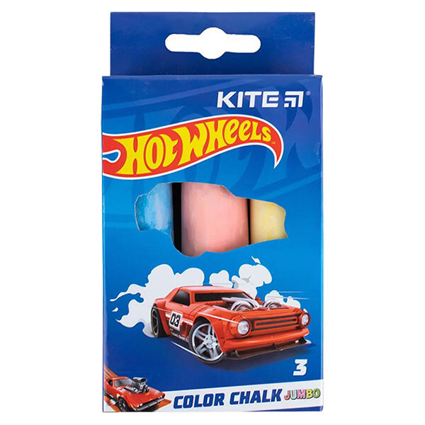 Крейда кольорова Jumbo "Hot Wheels", 3 кол., Kite - № 1 Крейда кольорова Jumbo "Hot Wheels", 3 кол., Kite - № 1