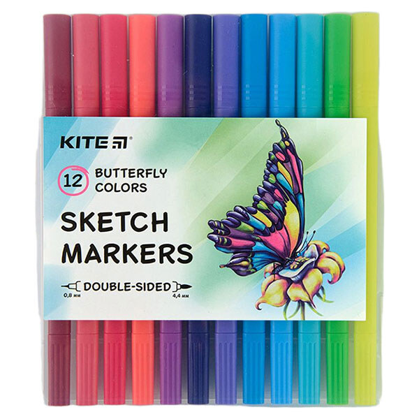 Скетч-маркери Butterfly, набір 12 шт., Kite - № 1 Скетч-маркери Butterfly, набір 12 шт., Kite - № 1