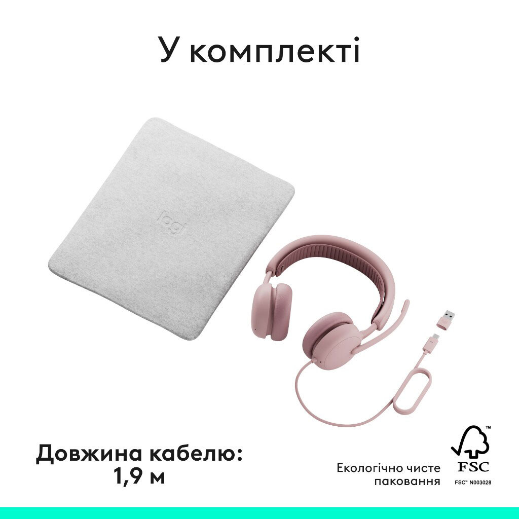 Наушники Logitech Zone Wired 2, С микрофоном, Розовый - № 10 Наушники Logitech Zone Wired 2, С микрофоном, Розовый - № 10