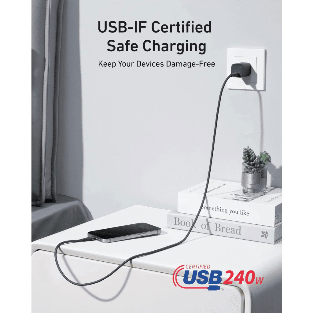 Кабель Anker A82E2H12, Type-C, 1.8 м., Черный - № 6 Кабель Anker A82E2H12, Type-C, 1.8 м., Черный - № 6