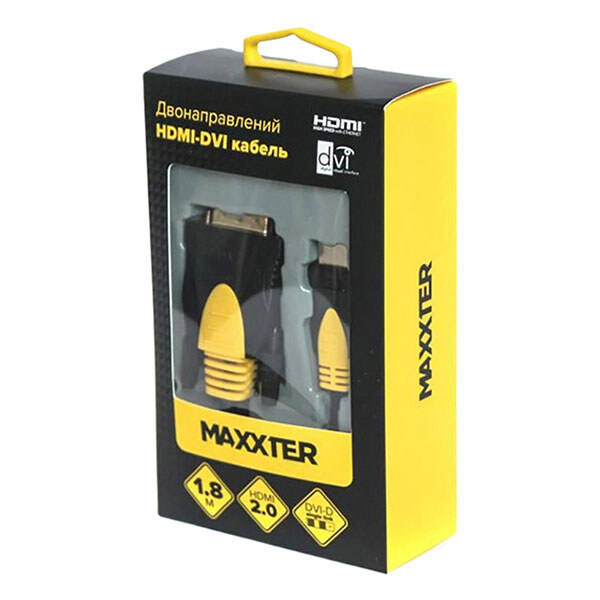 Кабель Maxxter CCBP-HDMI-DVI-1.8, HDMI, DVI, 1.8 м., Черный - № 2 Кабель Maxxter CCBP-HDMI-DVI-1.8, HDMI, DVI, 1.8 м., Черный - № 2