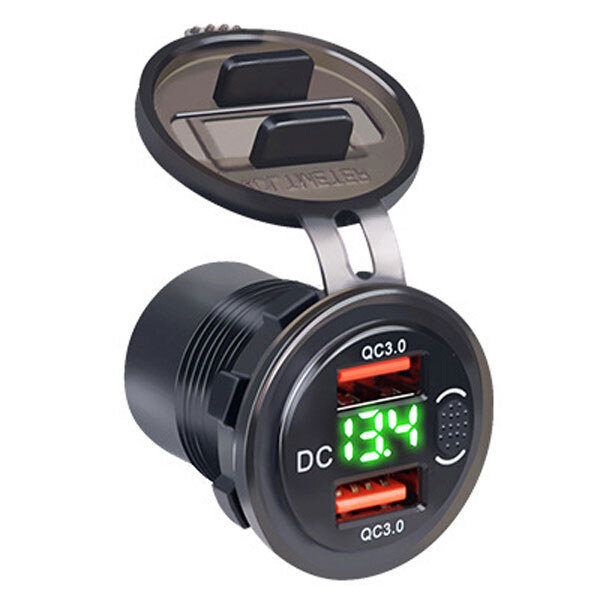 Зарядний пристрій USB YC-A48AG Dual QC3.0 зелений індикатор - № 2 Зарядний пристрій USB YC-A48AG Dual QC3.0 зелений індикатор - № 2