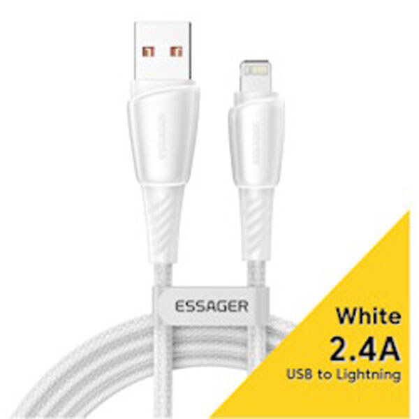 Кабель USB 2.0 AM/Apple Lightning 1м 3А в обплетенні білий - № 1 Кабель USB 2.0 AM/Apple Lightning 1м 3А в обплетенні білий - № 1