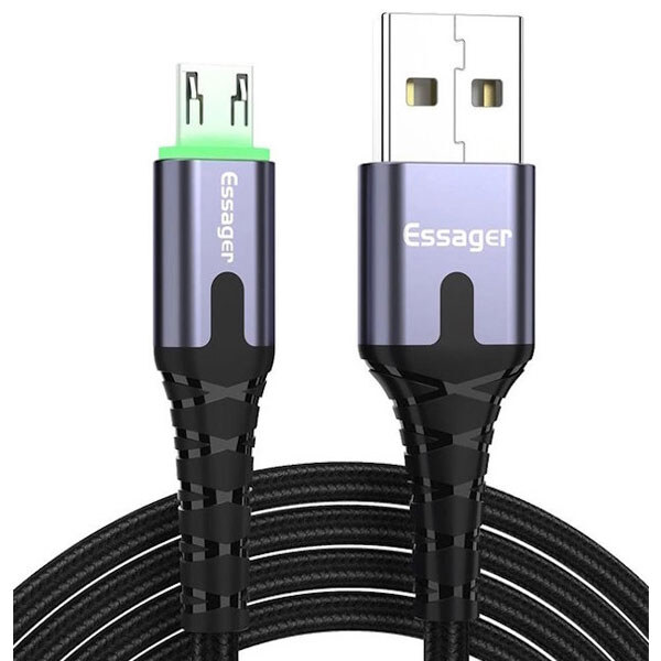 Кабель USB 2.0 AM/BM microUSB 2м с подсветкой серый - № 1 Кабель USB 2.0 AM/BM microUSB 2м с подсветкой серый - № 1