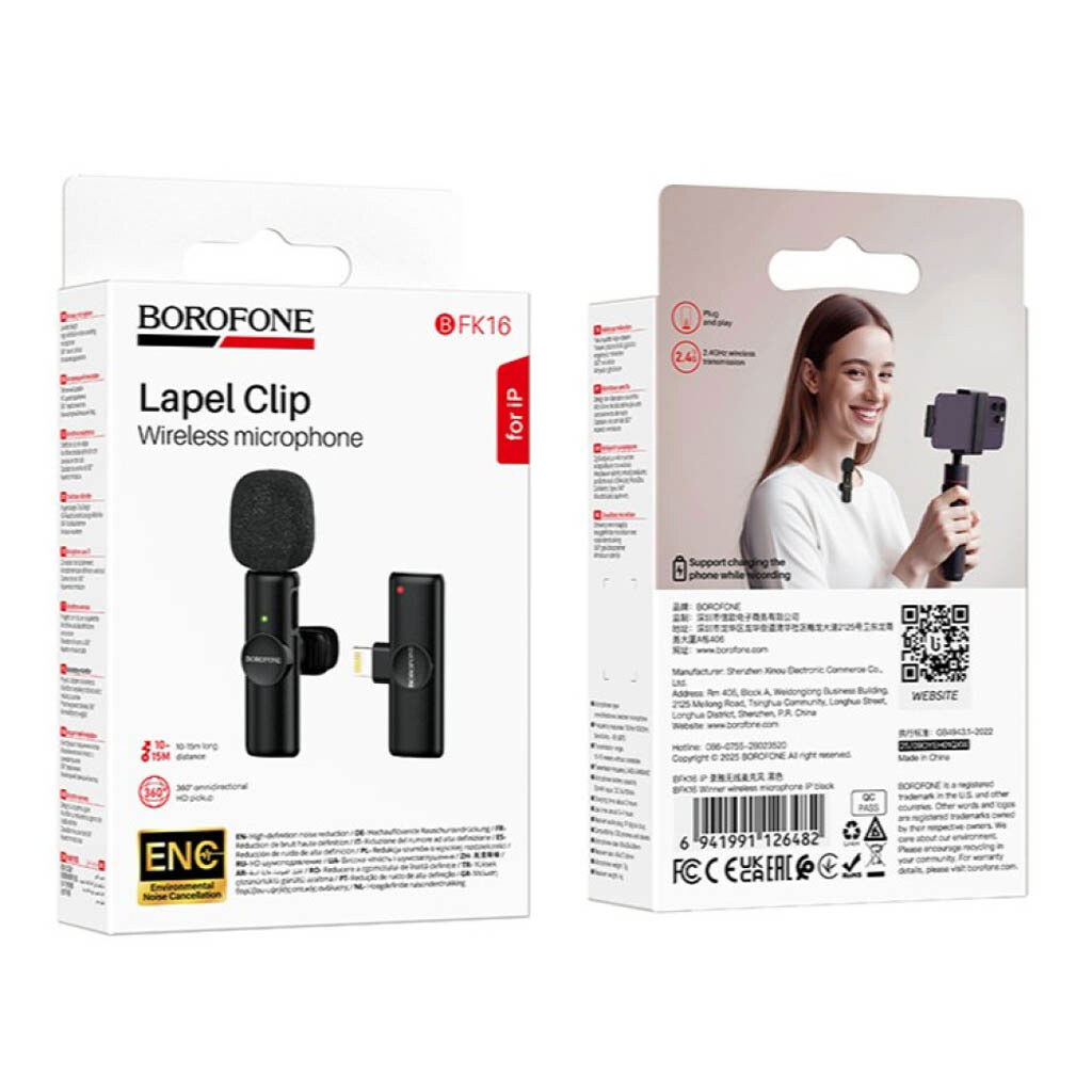Микрофон петличный Borofone BFK16 Winner, Черный - № 9 Микрофон петличный Borofone BFK16 Winner, Черный - № 9