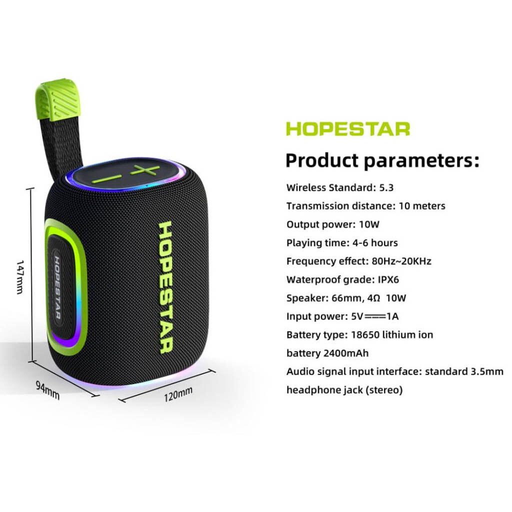 Портативная колонка Hopestar H57 Mini, Черный - № 7 Портативная колонка Hopestar H57 Mini, Черный - № 7