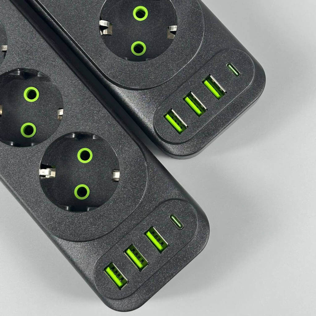 Сетевой удлинитель UA Power F24U, 2.0 м., Черный - № 3 Сетевой удлинитель UA Power F24U, 2.0 м., Черный - № 3