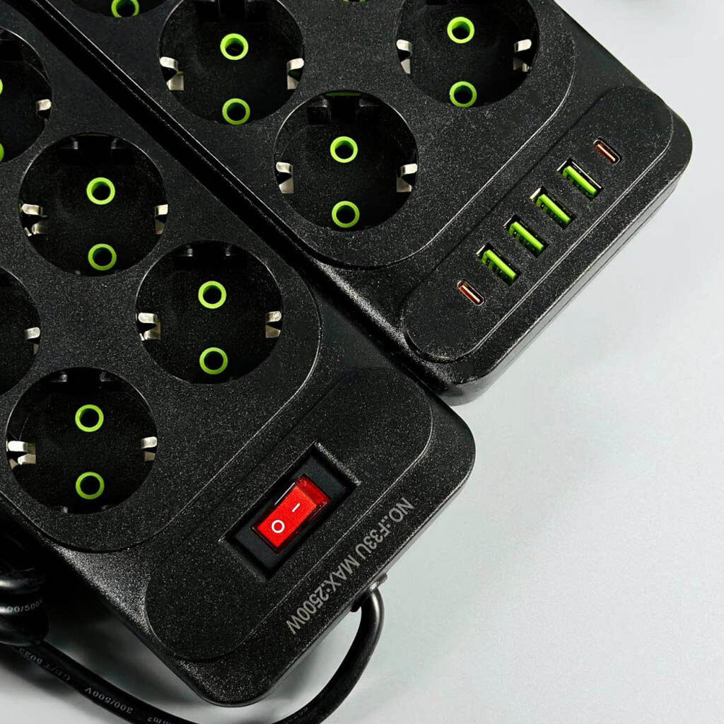 Сетевой удлинитель UA Power F33U, 6.0 м., Черный - № 2 Сетевой удлинитель UA Power F33U, 6.0 м., Черный - № 2