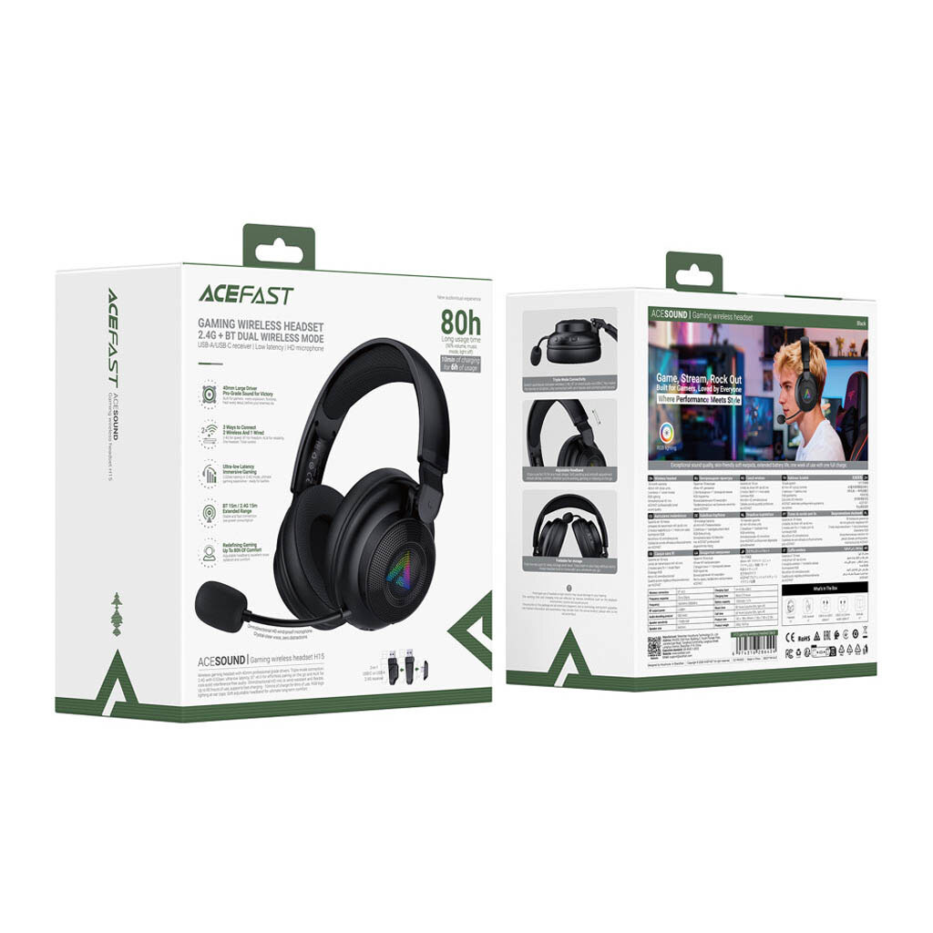 Bluetooth-гарнитура AceFast H15, Стерео, Черный - № 8 Bluetooth-гарнитура AceFast H15, Стерео, Черный - № 8