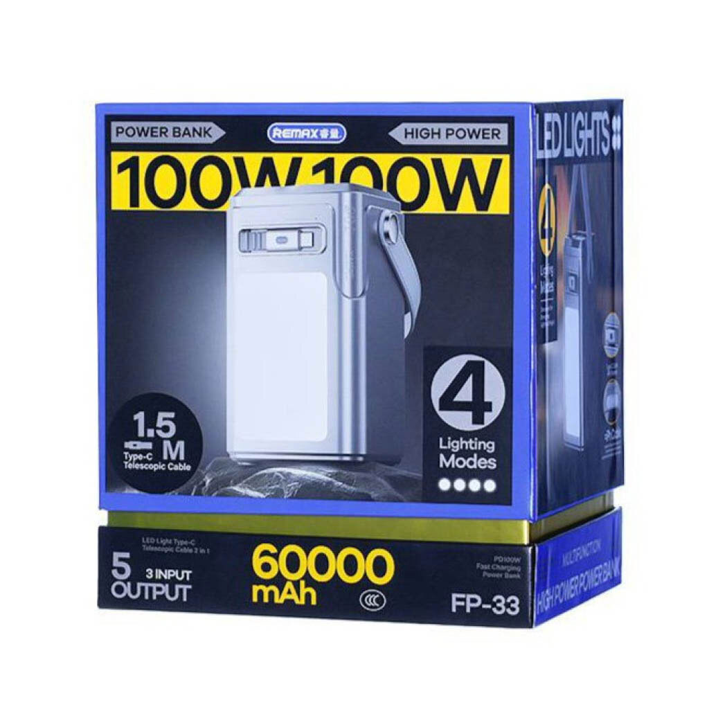Портативная батарея (Power Bank) Remax FP-33, 60000 mAh, Серый - № 6 Портативная батарея (Power Bank) Remax FP-33, 60000 mAh, Серый - № 6