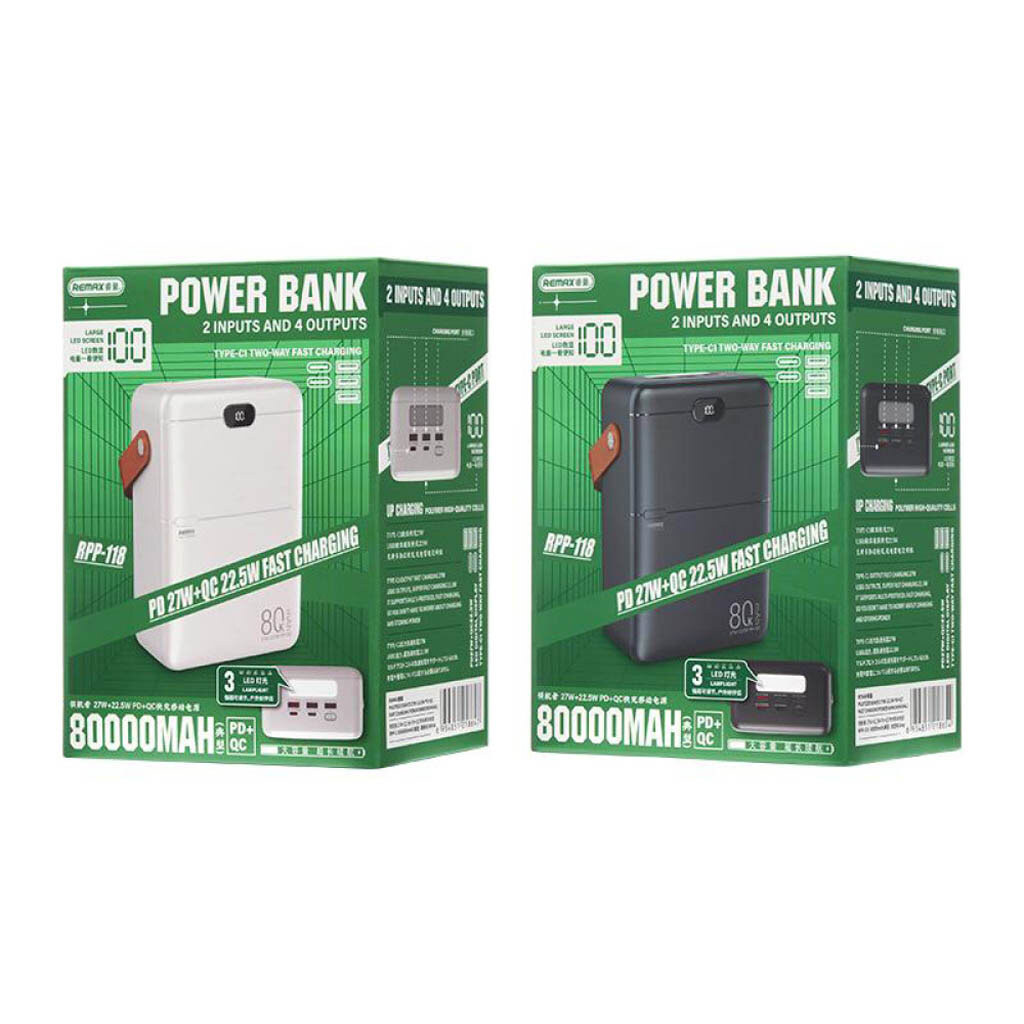 Портативная батарея (Power Bank) Remax RPP-118 Piloteer, 80000 mAh, Белый - № 3 Портативная батарея (Power Bank) Remax RPP-118 Piloteer, 80000 mAh, Белый - № 3