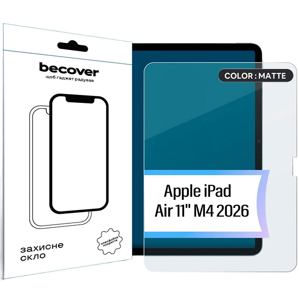 Защитное стекло Apple iPad Air 11 2026, BeCover, Прозрачный - № 1 Защитное стекло Apple iPad Air 11 2026, BeCover, Прозрачный - № 1