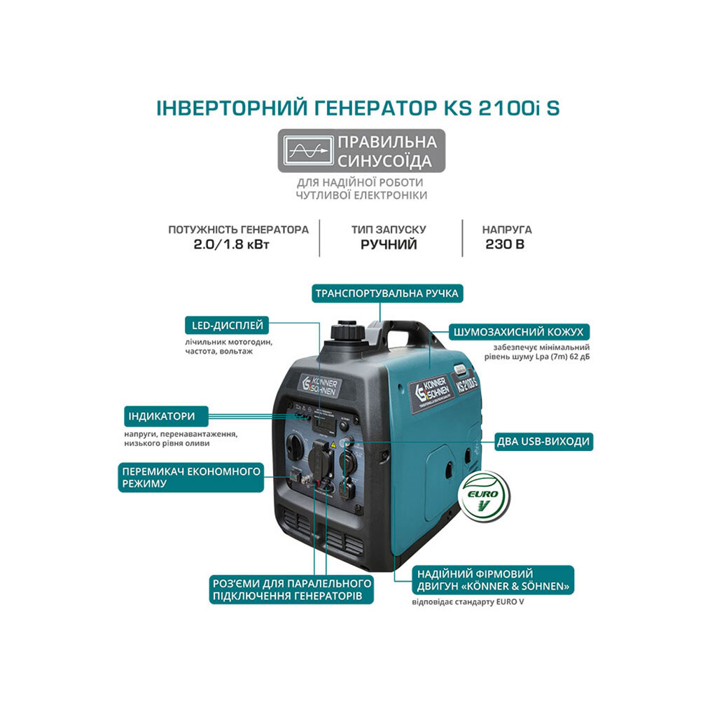 Бензиновий інверторний генератор Konner&Sohnen KS 2100i S - № 11 Бензиновий інверторний генератор Konner&Sohnen KS 2100i S - № 11