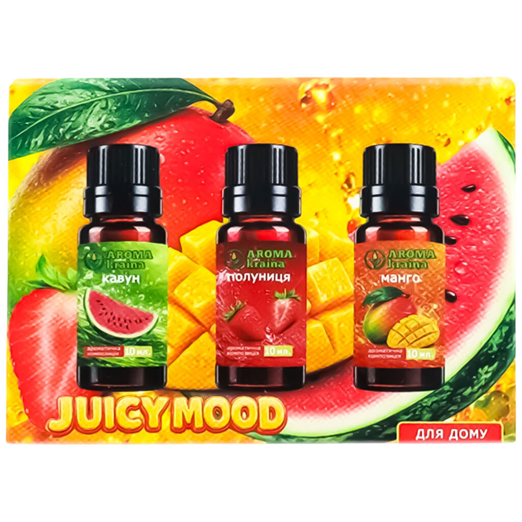 Набір олій ефірних Aroma kraina Juicy Mood, 3 шт. х 10 мл - № 1 Набір олій ефірних Aroma kraina Juicy Mood, 3 шт. х 10 мл - № 1