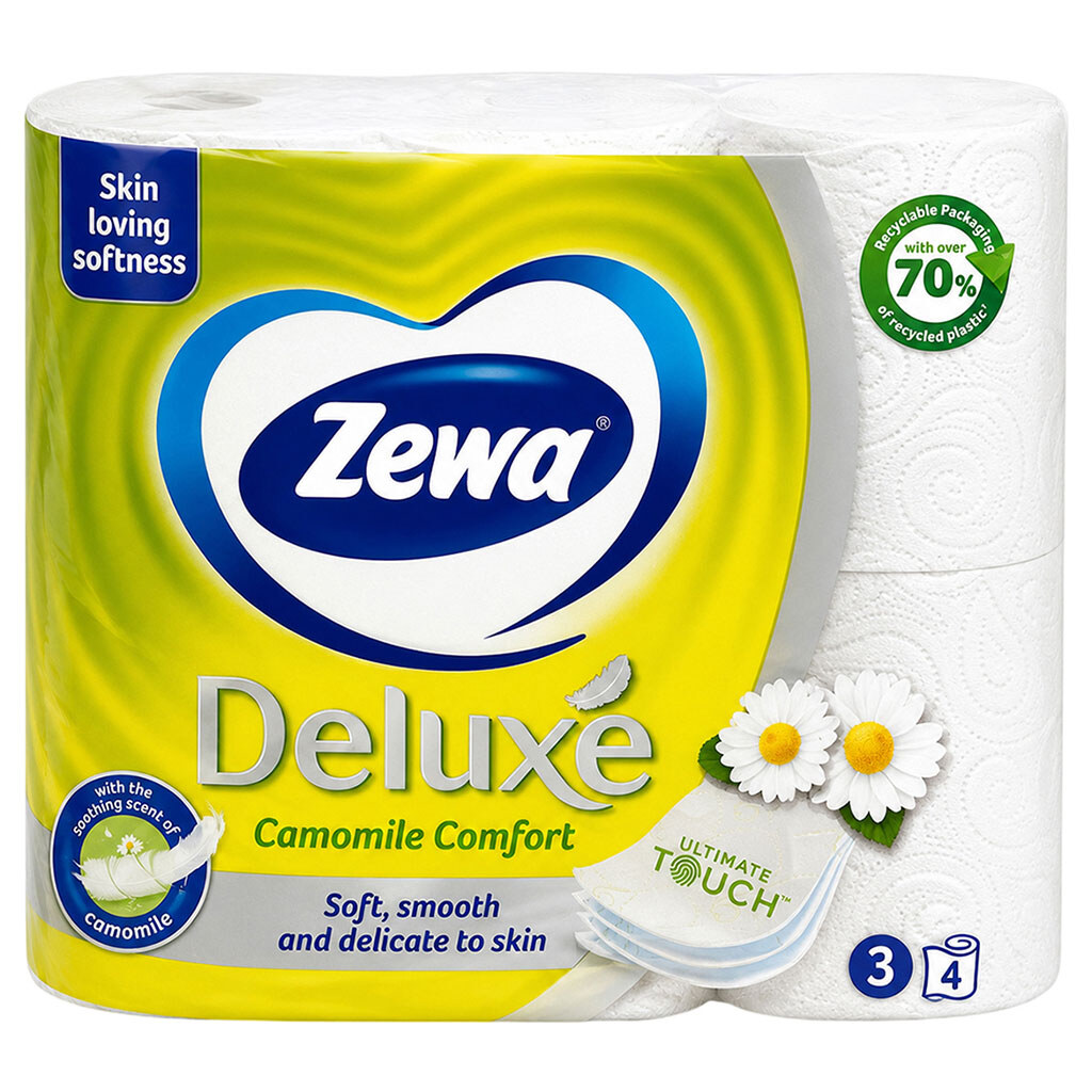 Набір паперу туалетного Zewa Deluxe "Ромашка", тришаровий, 4 рул./уп. - № 1 Набір паперу туалетного Zewa Deluxe "Ромашка", тришаровий, 4 рул./уп. - № 1