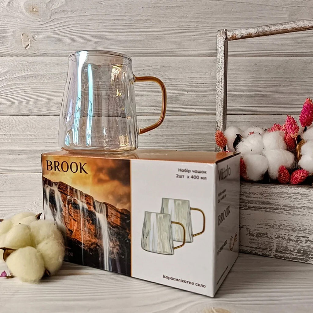 Набір чашок скляних Vittora BROOK, 400 мл х 2 шт./уп. - № 2 Набір чашок скляних Vittora BROOK, 400 мл х 2 шт./уп. - № 2