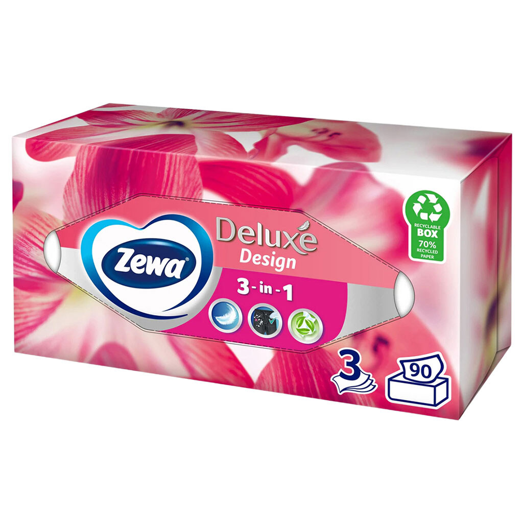 Салфетки бумажные косметические Zewa "Soft Strong", 3 слоя, 90 шт/уп. - № 1 Салфетки бумажные косметические Zewa "Soft Strong", 3 слоя, 90 шт/уп. - № 1