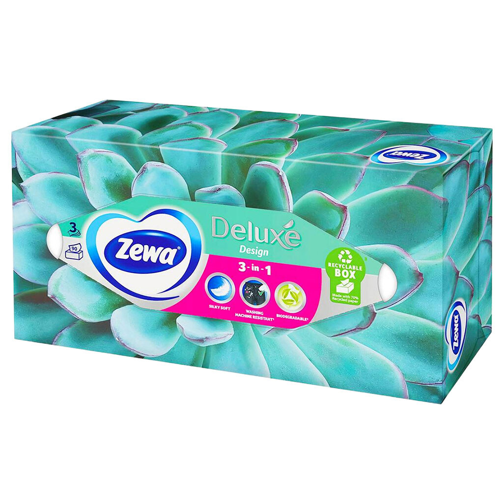 Салфетки бумажные косметические Zewa "Soft Strong", 3 слоя, 90 шт/уп. - № 2 Салфетки бумажные косметические Zewa "Soft Strong", 3 слоя, 90 шт/уп. - № 2