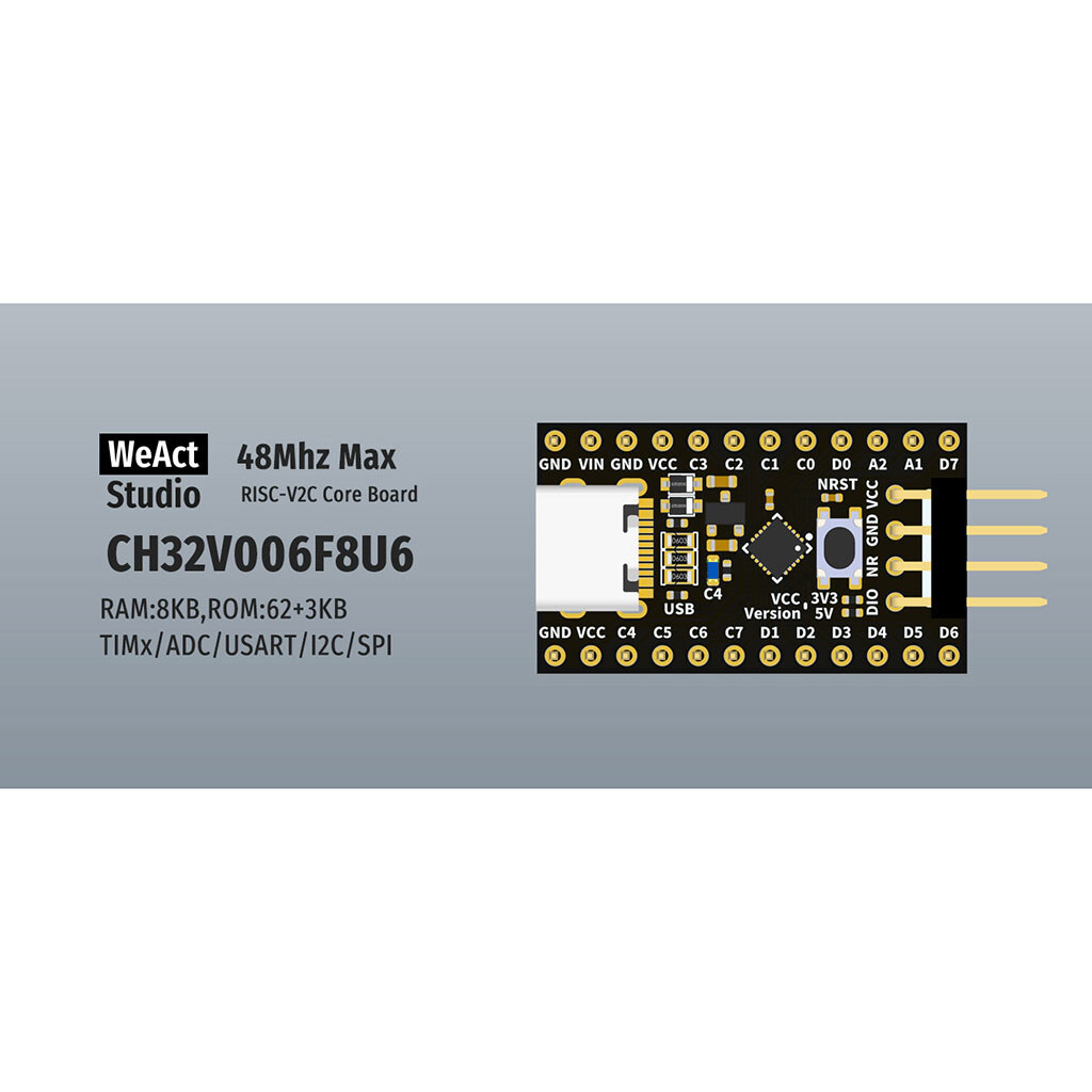 Отладочная плата WeAct Studio CH32V006F8U6 3.3V IO - № 6 Отладочная плата WeAct Studio CH32V006F8U6 3.3V IO - № 6