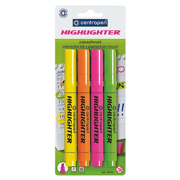 Маркер «Highlighter», набір із 4 шт., блістер, Centropen - № 1 Маркер «Highlighter», набір із 4 шт., блістер, Centropen - № 1
