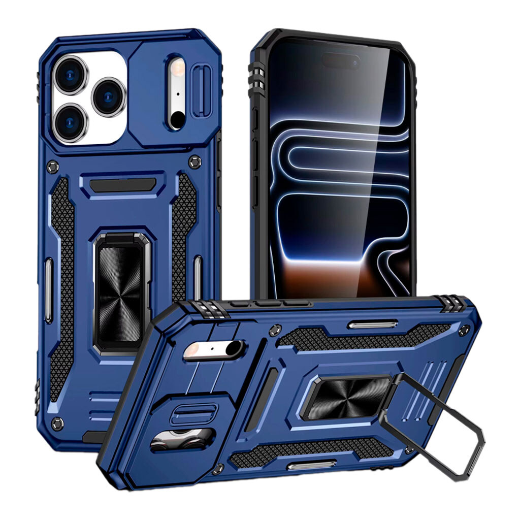 Чохол (накладка) Apple iPhone 17 Pro, Epik Camshield Army Ring, Navy, Синій - № 1 Чохол (накладка) Apple iPhone 17 Pro, Epik Camshield Army Ring, Navy, Синій - № 1