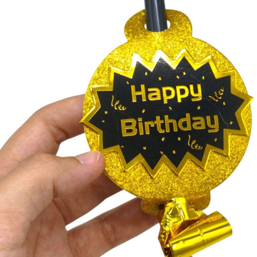 Набір карнавальних фольгованих свистків "Happy Birthday", з колом, 6 штук, Mic - № 3 Набір карнавальних фольгованих свистків "Happy Birthday", з колом, 6 штук, Mic - № 3
