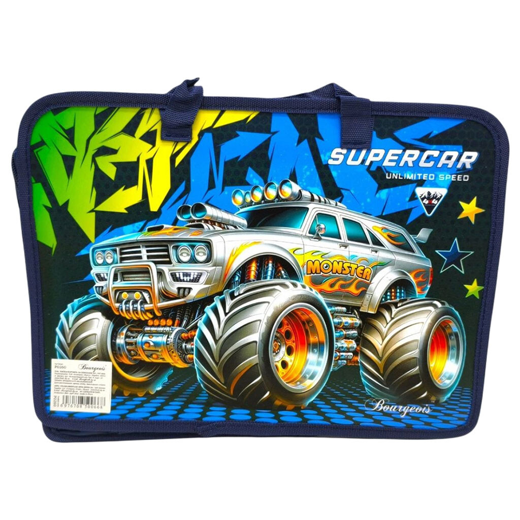 Папка на блискавці з довгою ручкою "Supercar", А4+, Bourgeois - № 2 Папка на блискавці з довгою ручкою "Supercar", А4+, Bourgeois - № 2