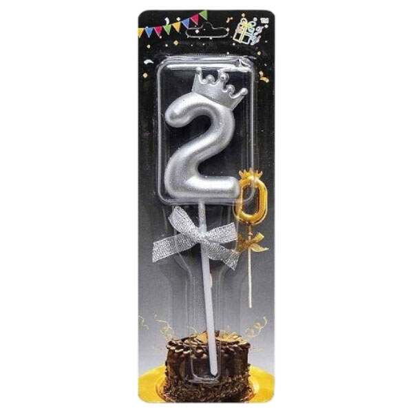 Свічка-цифра "2", з короною, мікс квітів, Mic - № 2 Свічка-цифра "2", з короною, мікс квітів, Mic - № 2