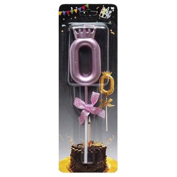 Свічка-цифра "0", з короною, мікс, Mic - № 1 Свічка-цифра "0", з короною, мікс, Mic - № 1