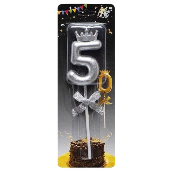 Свічка-цифра "5", з короною, мікс, Mic - № 3 Свічка-цифра "5", з короною, мікс, Mic - № 3