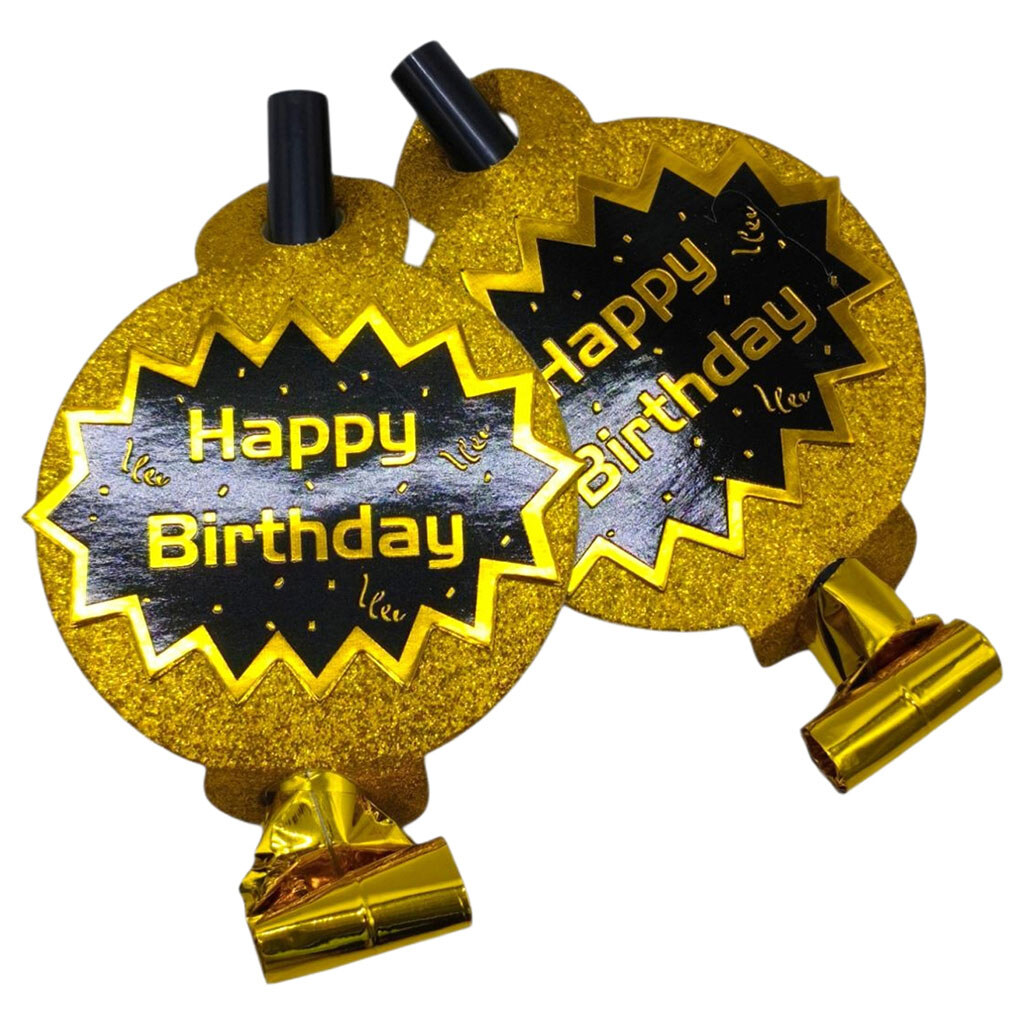 Набір карнавальних фольгованих свистків "Happy Birthday", з колом, 6 штук, Mic - № 2 Набір карнавальних фольгованих свистків "Happy Birthday", з колом, 6 штук, Mic - № 2