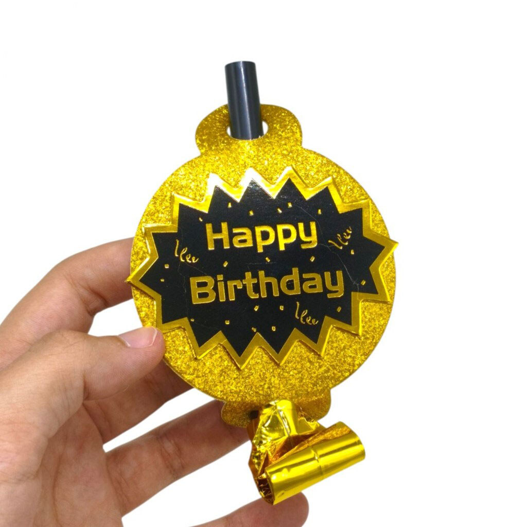 Набір карнавальних фольгованих свистків "Happy Birthday", з колом, 6 штук, Mic - № 3 Набір карнавальних фольгованих свистків "Happy Birthday", з колом, 6 штук, Mic - № 3