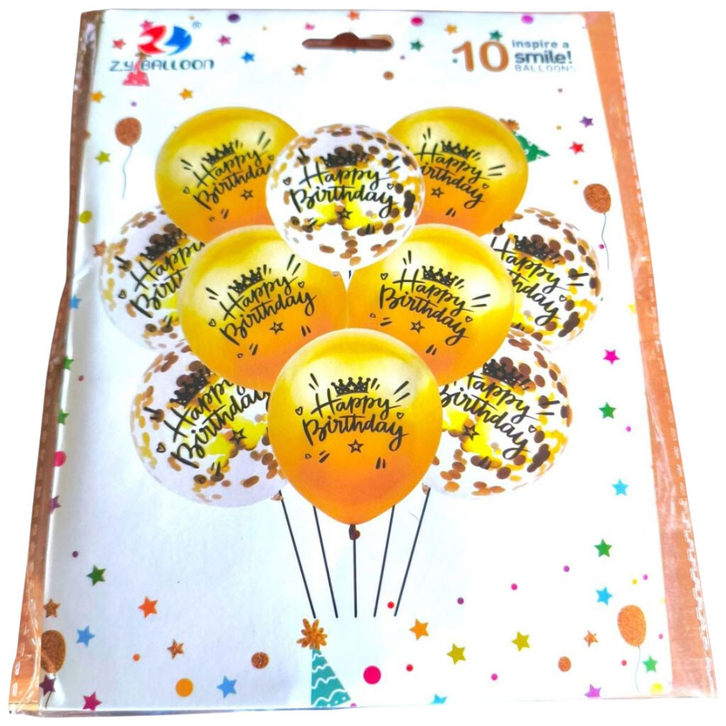 Набор шаров "Happy birthday", 10штx30см, Z.Y. Ballon - № 2 Набор шаров "Happy birthday", 10штx30см, Z.Y. Ballon - № 2