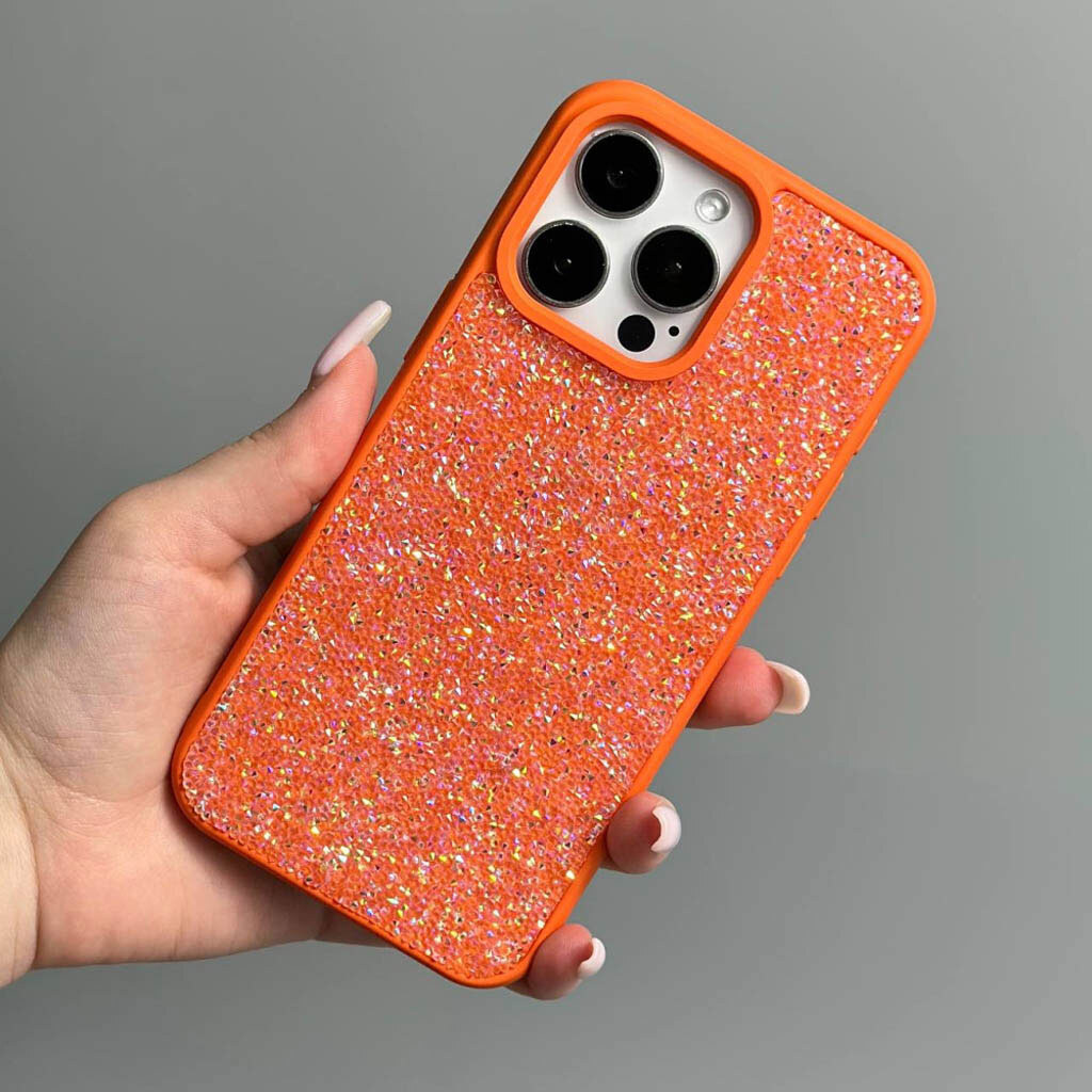 Чехол (накладка) Apple iPhone 13, Swarovski Diamonds, Оранжевый - № 4 Чехол (накладка) Apple iPhone 13, Swarovski Diamonds, Оранжевый - № 4