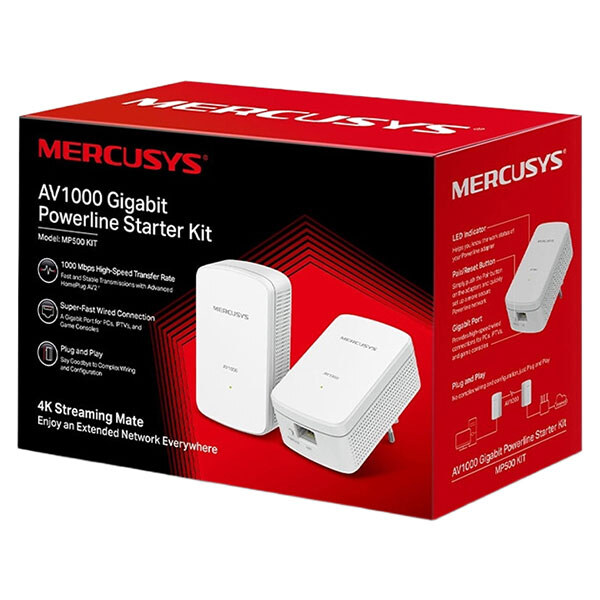 Комплект адаптерів Powerline Mercusys MP500 Kit, Білий - № 4 Комплект адаптерів Powerline Mercusys MP500 Kit, Білий - № 4