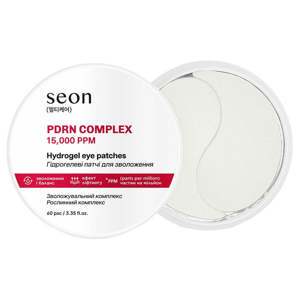 Патчи под глаза гидрогелевые увлажняющие Seon с PDRN-комплексом, 15,000 ppm, 60 шт. - № 1 Патчи под глаза гидрогелевые увлажняющие Seon с PDRN-комплексом, 15,000 ppm, 60 шт. - № 1