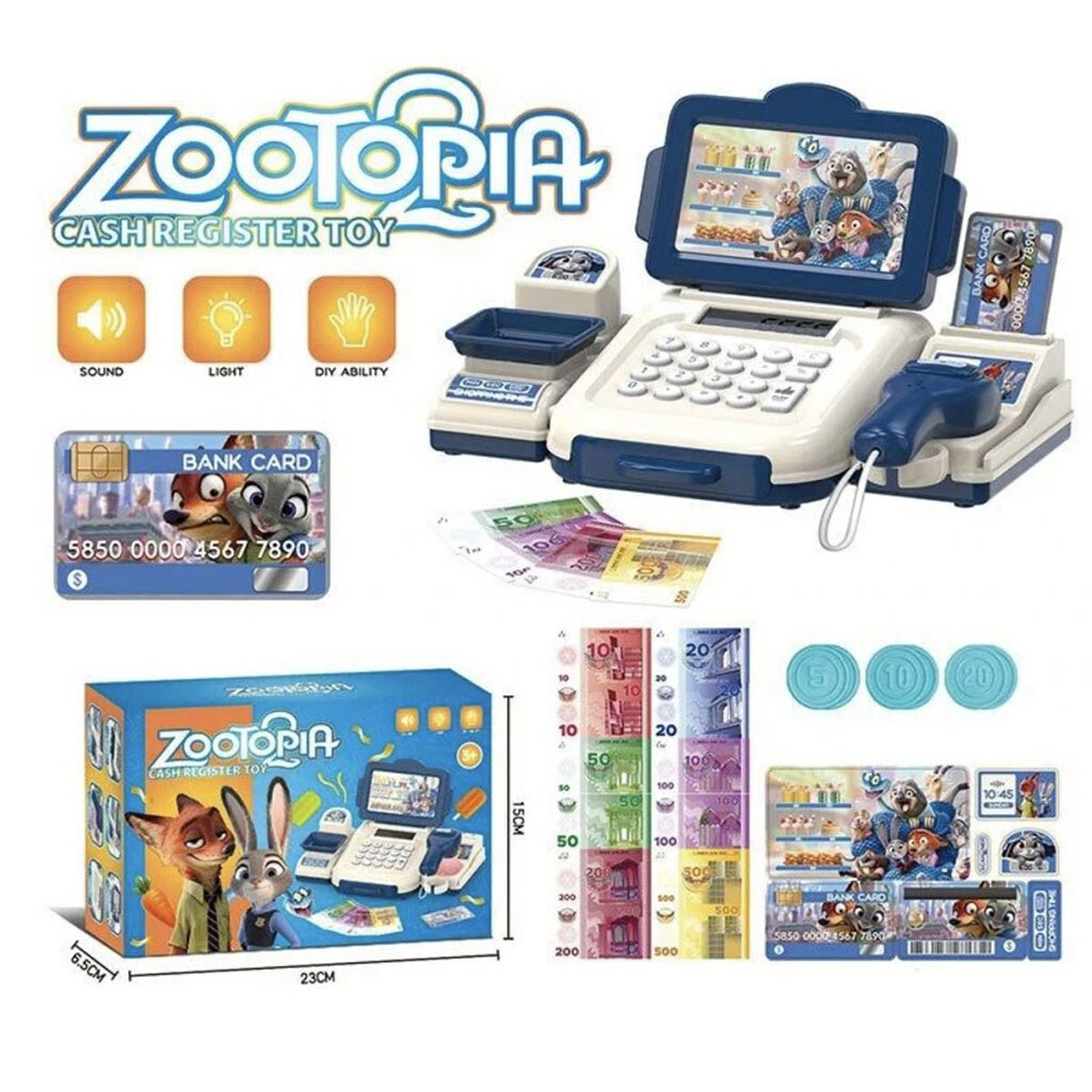 Кассовый аппарат-калькулятор "Зоотрополис / Zootopia", сканер имеет красную подсветку, монеты, купюры, банковская карта, Mic - № 3 Кассовый аппарат-калькулятор "Зоотрополис / Zootopia", сканер имеет красную подсветку, монеты, купюры, банковская карта, Mic - № 3