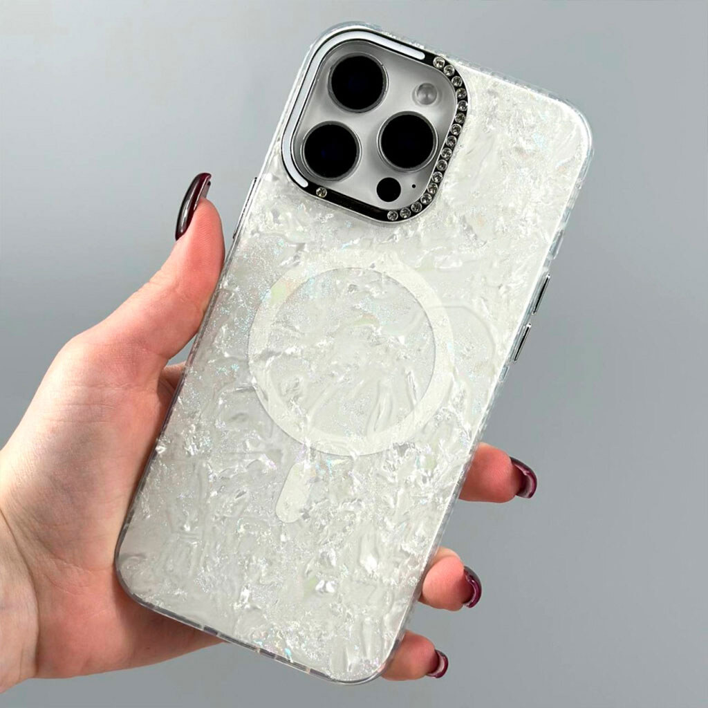 Чохол (накладка) Apple iPhone 17 Pro Max, Luxury Iridescent Marble, MagSafe, Білий - № 2 Чохол (накладка) Apple iPhone 17 Pro Max, Luxury Iridescent Marble, MagSafe, Білий - № 2
