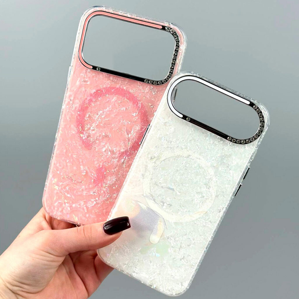 Чохол (накладка) Apple iPhone 17 Pro Max, Luxury Iridescent Marble, MagSafe, Білий - № 3 Чохол (накладка) Apple iPhone 17 Pro Max, Luxury Iridescent Marble, MagSafe, Білий - № 3