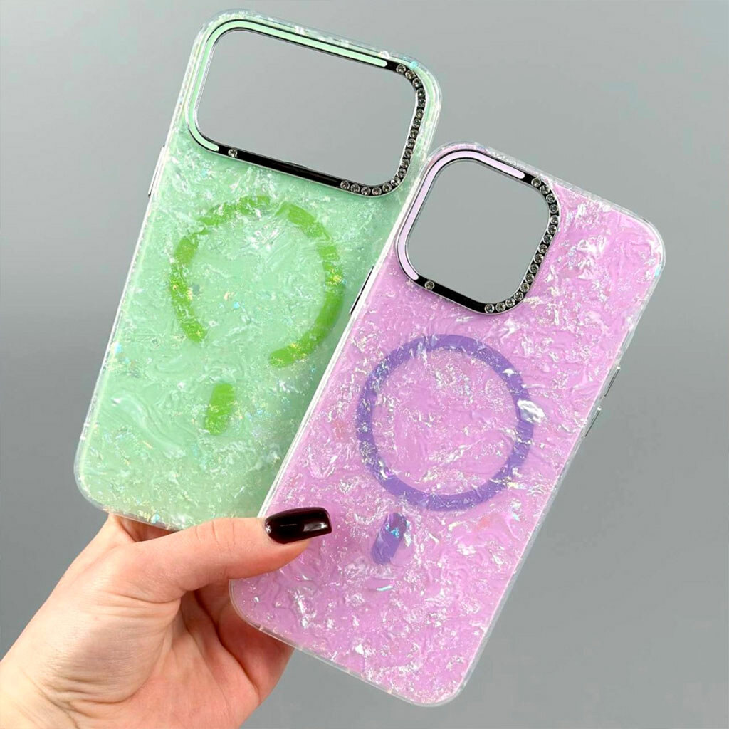 Чохол (накладка) Apple iPhone 17 Pro Max, Luxury Iridescent Marble, MagSafe, Білий - № 5 Чохол (накладка) Apple iPhone 17 Pro Max, Luxury Iridescent Marble, MagSafe, Білий - № 5