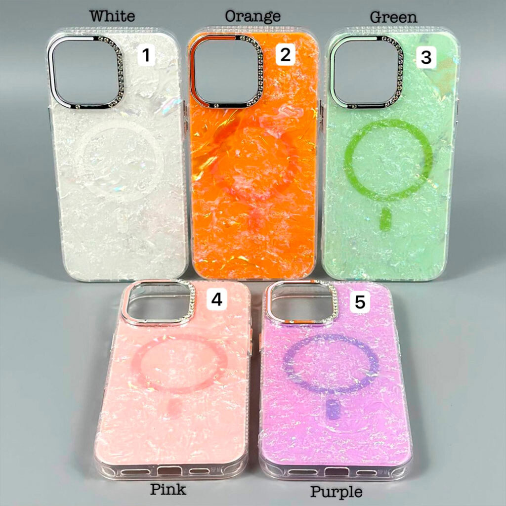 Чохол (накладка) Apple iPhone 17 Pro Max, Luxury Iridescent Marble, MagSafe, Білий - № 8 Чохол (накладка) Apple iPhone 17 Pro Max, Luxury Iridescent Marble, MagSafe, Білий - № 8