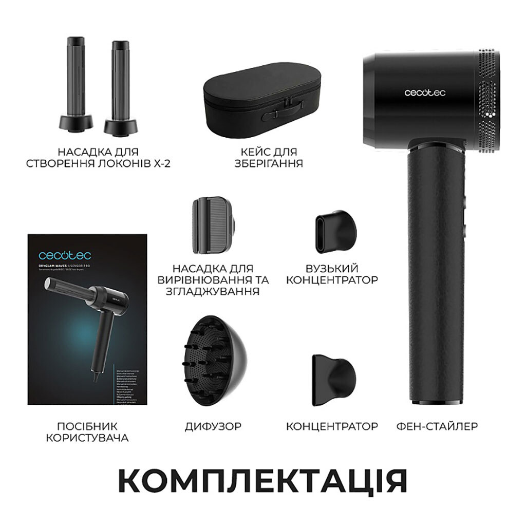 Фен Cecotec DryGlam Waves i-Sensor Pro, Черный - № 12 Фен Cecotec DryGlam Waves i-Sensor Pro, Черный - № 12
