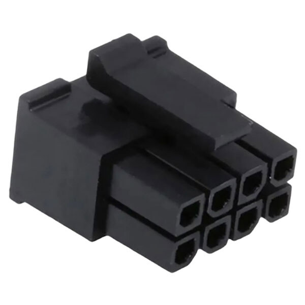 Разъем вилка MicroFit-8F, 8-pin (папа), шаг 3мм, без контактов, Черный - № 1 Разъем вилка MicroFit-8F, 8-pin (папа), шаг 3мм, без контактов, Черный - № 1