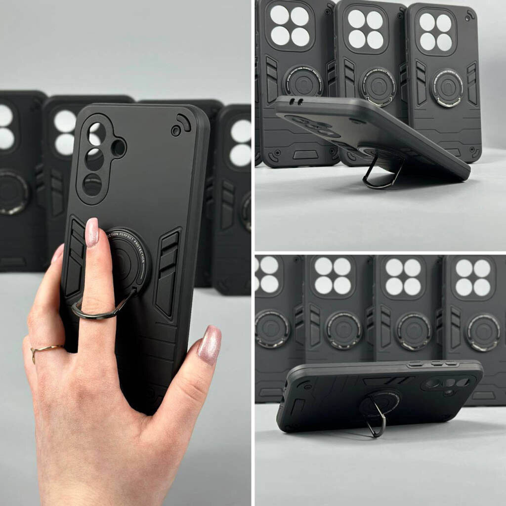 Чехол (накладка) Xiaomi Redmi Note 15 / Redmi Note 15 5G, Armored Round Ring, Черный - № 6 Чехол (накладка) Xiaomi Redmi Note 15 / Redmi Note 15 5G, Armored Round Ring, Черный - № 6