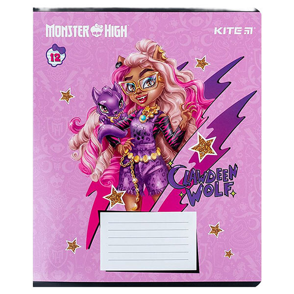 Зошит "Monster High", 12 арк., лінія, гібридний лак + УФ лак, Kite - № 1 Зошит "Monster High", 12 арк., лінія, гібридний лак + УФ лак, Kite - № 1